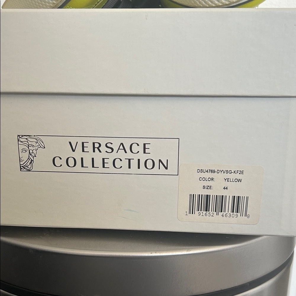 Versace Neon Yellow Studded Sneaker with Gunmetal Accents - Picture 9 of 11